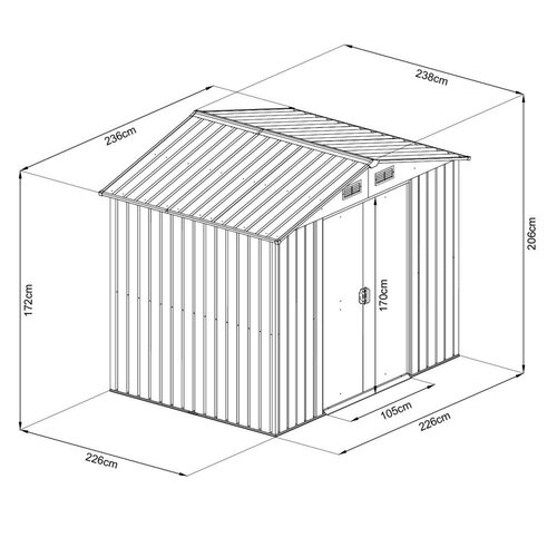 Avenberg Zahradní domek na nářadí 2,4 × 2,4  m SD-X0808-H170, zelená