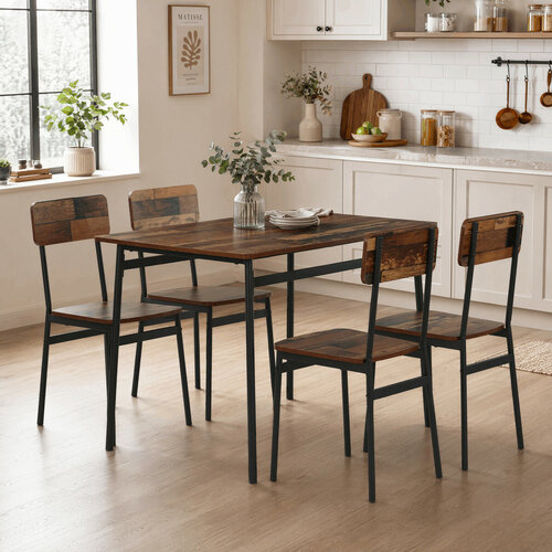 Jídelní set pro 4 osoby CORE Old Wood, černá konstrukce