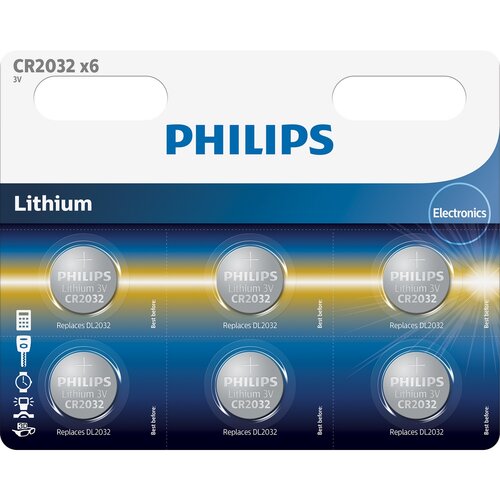 Philips CR2032P6/01B sada gombíkových lítiových batérií CR2032, 6 ks
