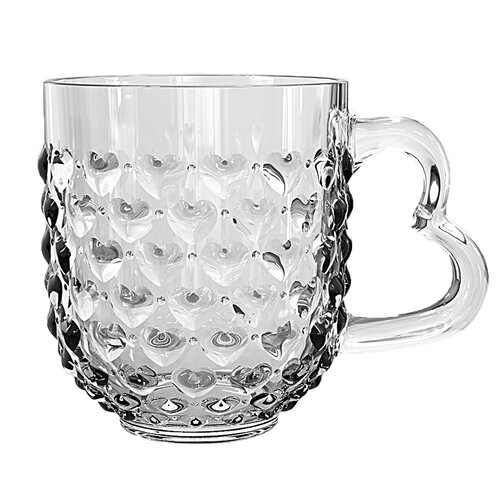 Altom Set of glass mugs Hearts, 310 ml, 6 pcs