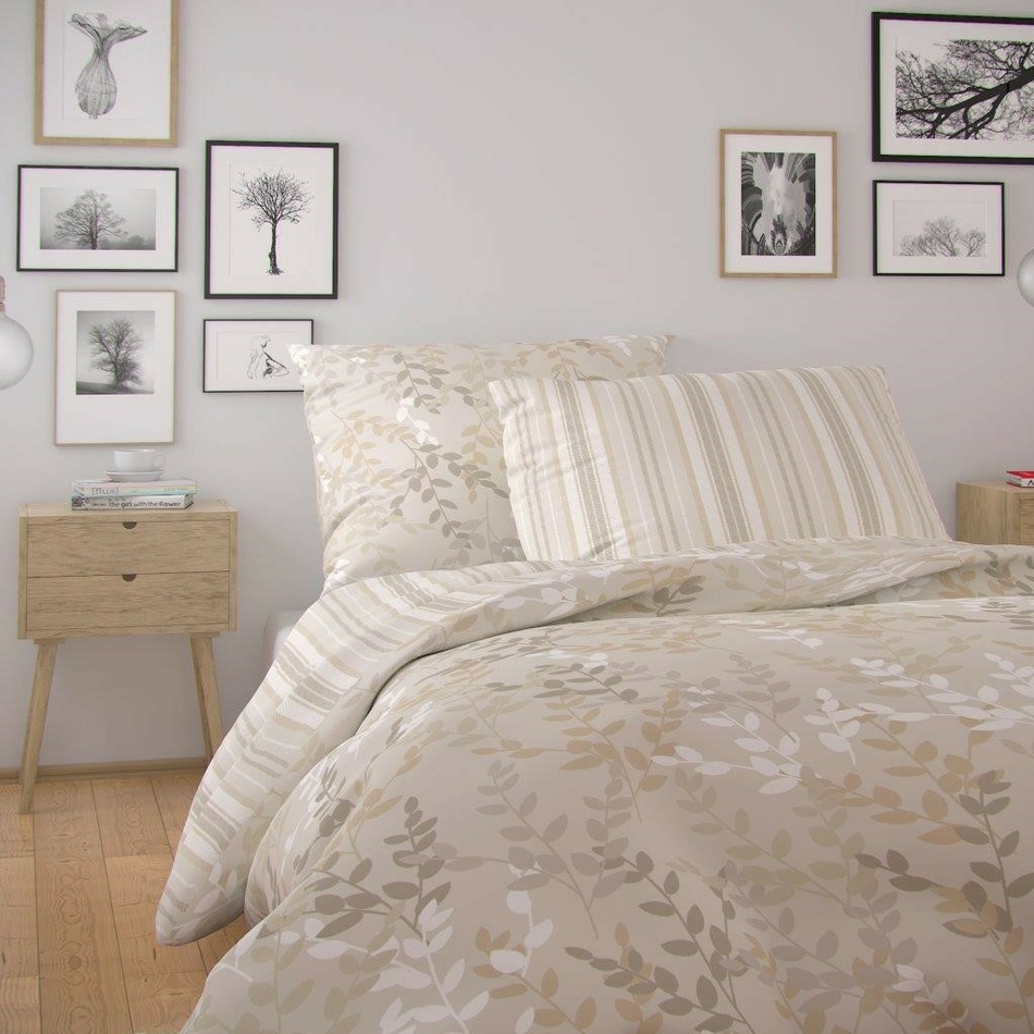 Poza Lenjerie de pat din bumbac Kvalitex Nordic Astrid,crem, 140 x 220 cm, 70 x 90 cm