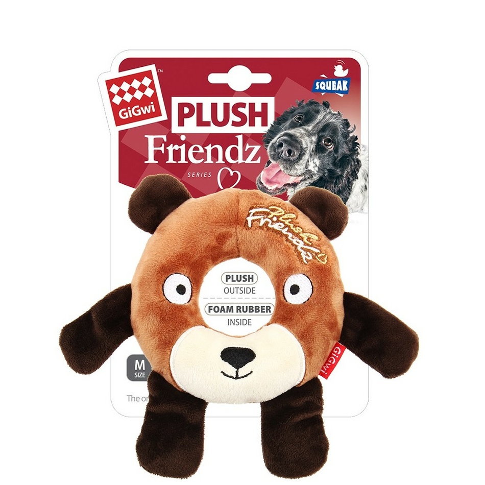 GiGwi art. 6239 Plush Friendz medvěd s gum. kroužkem