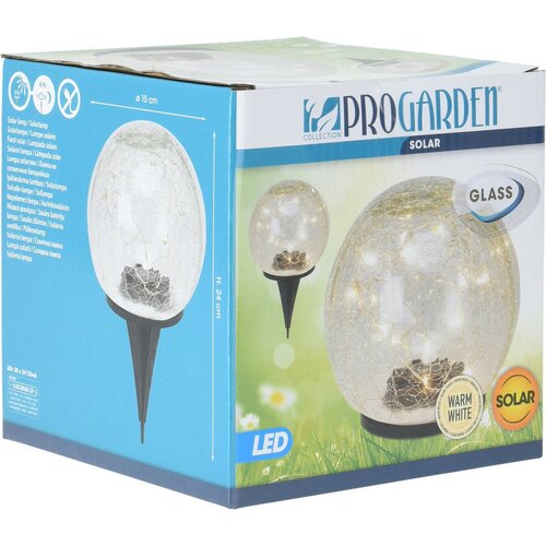 Szklana lampa solarna Crackle Ball, śr. 15 cm, 20 LED, ciepła biała