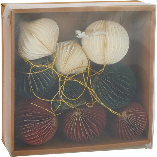 Набір з 9 шт. різдвяних прикрас Ornaments, червоно-зелено-білий, 6 см, honeycomb