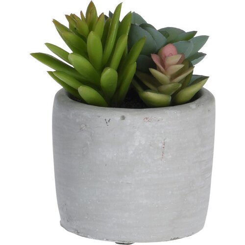 Umetne sukulente v betonskem loncu, 9 x 11 x 9 cm,mešana