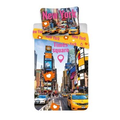 Pościel bawełniana Times Square, 140 x 200 cm, 70 x 90 cm