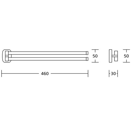 AQUALINE RB121 Rumba otočný držiak uterákov dvojitý, 45 cm, strieborná