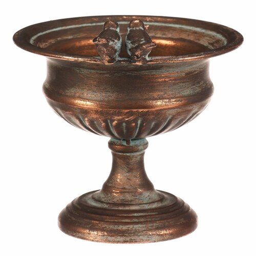 Metalowy kielich do kompozycji lub poidło Romance,19 x 16 x 16 cm, kolor miedziany