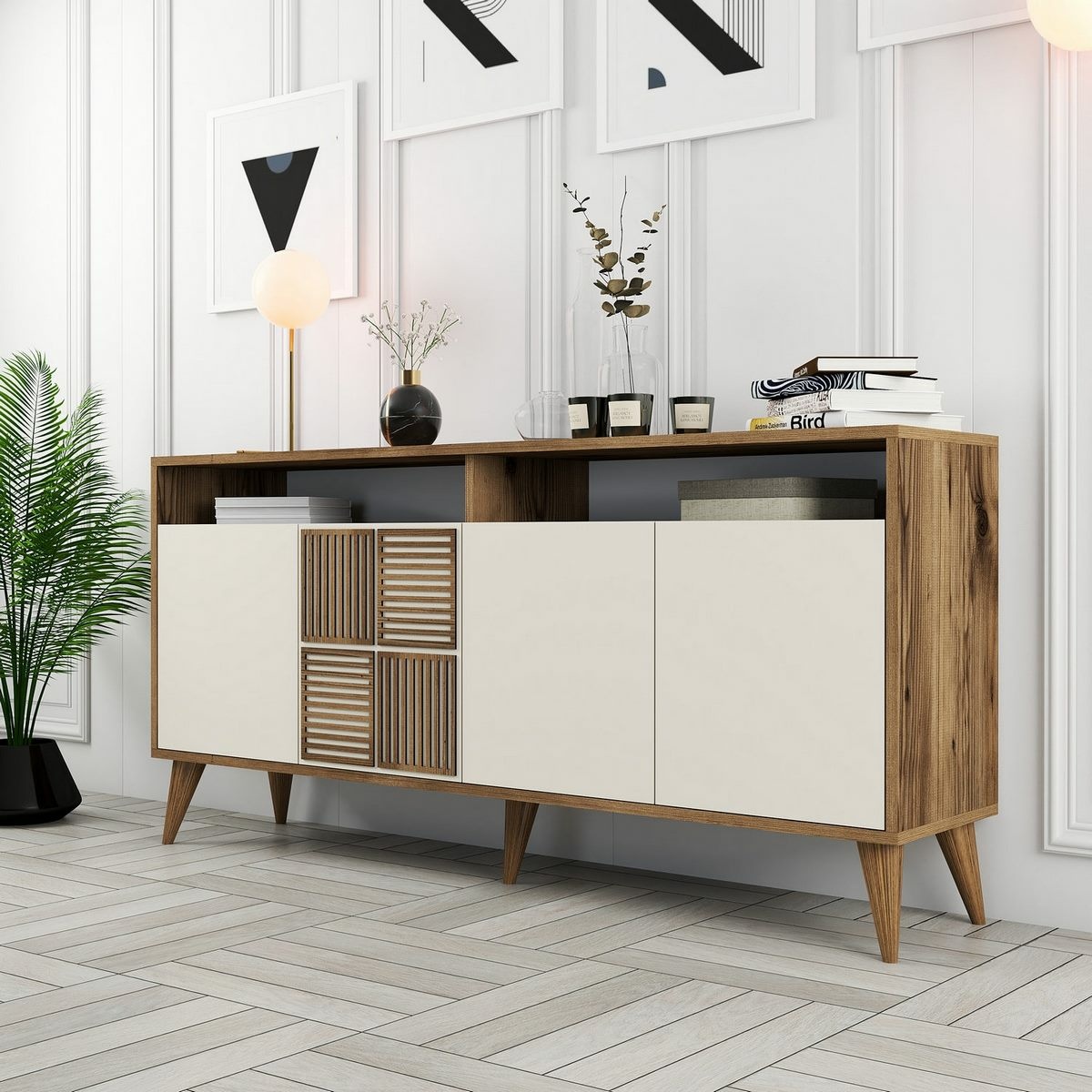 Skrinka Milan Walnut and Cream