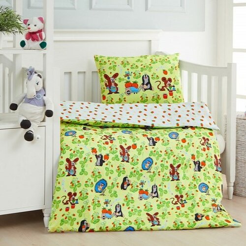 Deluxe Baumwollbettwäsche Maulwurf auf der Wiese, 90 x 130 cm, 40 x 60 cm