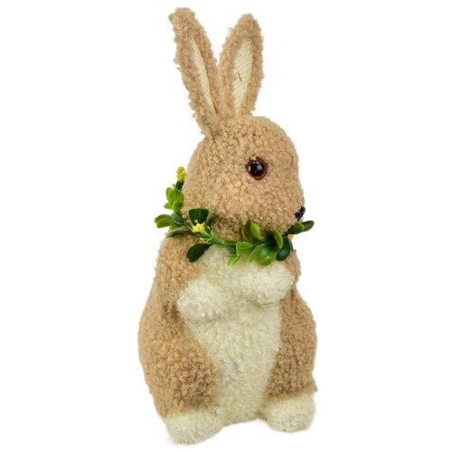 Húsvéti nyuszi fleece, virággal, 15 x 27 x 12 cm
