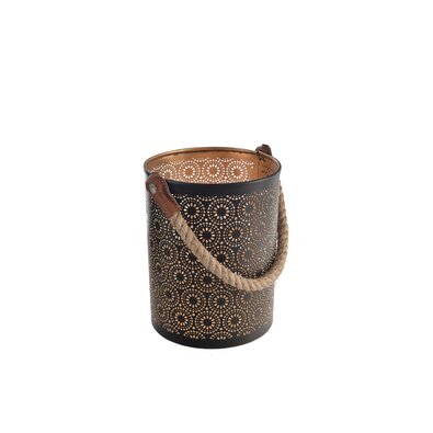 In Decor Sfeșnic metalic Dot negru, 15 x 15 x 20cm