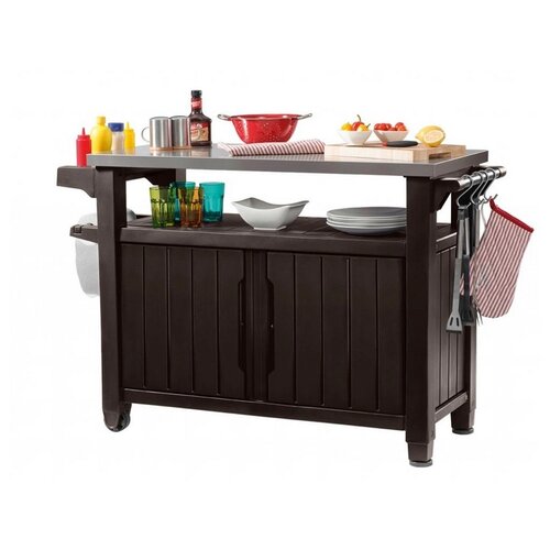 Keter Multifunkcionális kerti grillasztal UNITY XL270l grafit, 134 x 52 x 90 cm