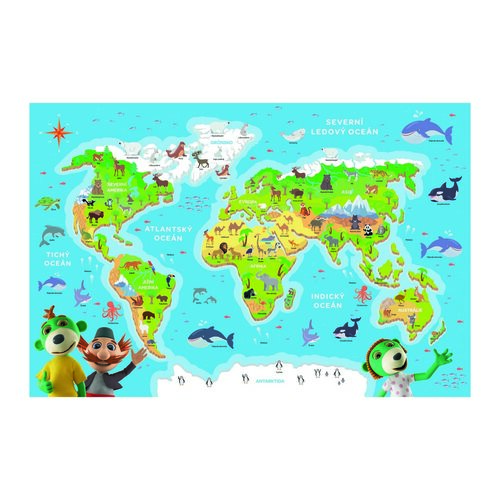 Trefl Puzzle Treflíci poznávajú zvieratká sveta, 48 dielikov