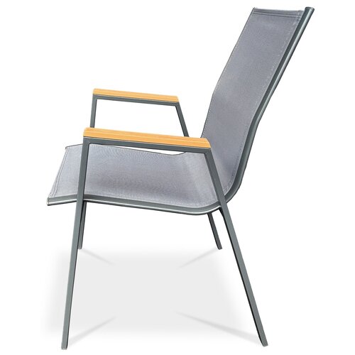 Autronic Krzesło ogrodowe, metal, tkanina, szare,AZC-S1050 GREY