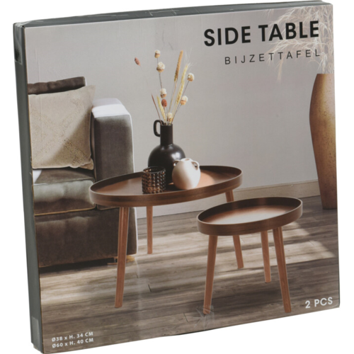 Couchtisch-Set, dunkles Nussbaumholz, 2 Stück
