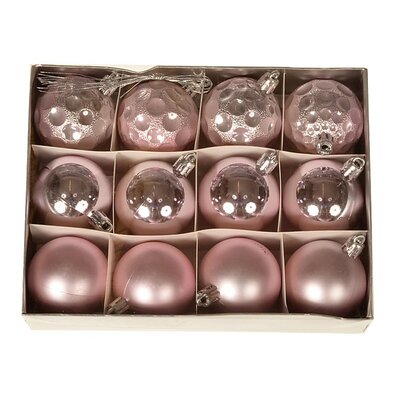 Sada vianočných ozdôb Amagro 12 ks, ružová, pr. 5 cm