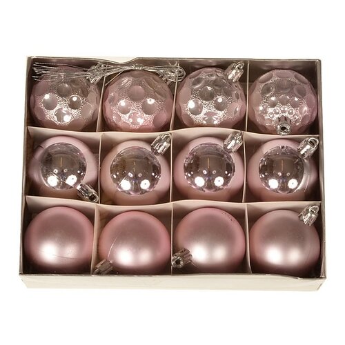 Sada vianočných ozdôb Amagro 12 ks, ružová, pr. 5 cm