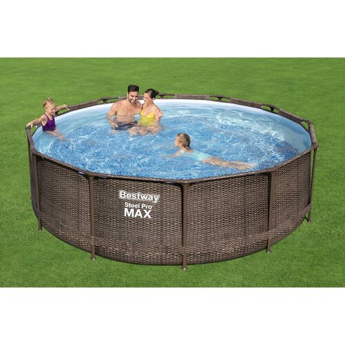 Bestway Nadzemný bazén Steel Pro MAX Ratan s filtráciou a schodíkmi, pr. 366 cm, v. 100 cm