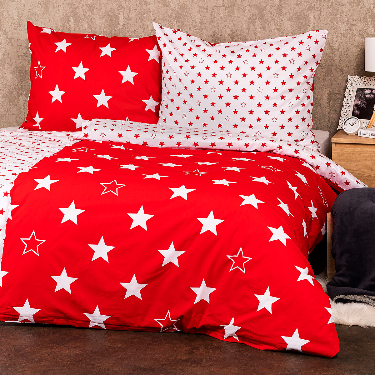 Lenjerie bumbac 4Home Stars red, 140 x 220 cm, 70 x 90 cm