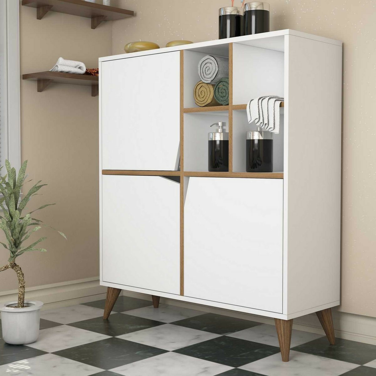 Skrinka Pulse White and Walnut