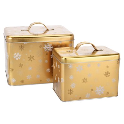 2-częściowy komplet świątecznych pojemników blaszanych, Płatek śniegu