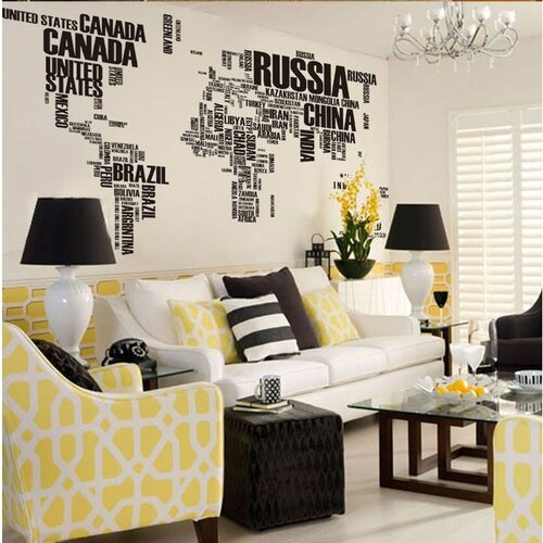 Самоклеюча декорація Карта світу з літер