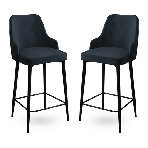 Barstuhl-Set Enox Anthracite and Black, 2 Stück