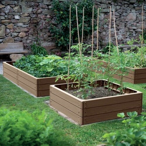 Hochbeet BASE WOODY rustikale Ziegel, 75,6 x 25 x 75,6 cm