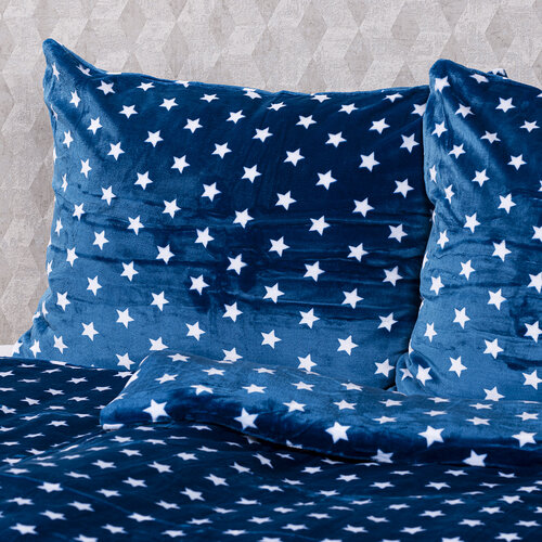 4Home Bettwäsche Mikroflanell Stars Blau, 140 x 200 cm, 70 x 90 cm