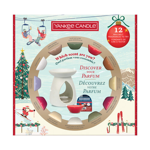 Yankee Candle Božični darilni set 12 voskovnih svečk in aromatična svetilka 2025