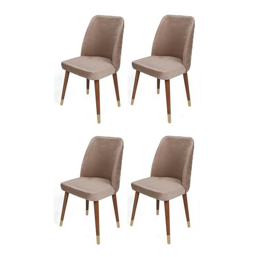 Sada jídelních židlí Hugo Beige and Walnut, 4 ks