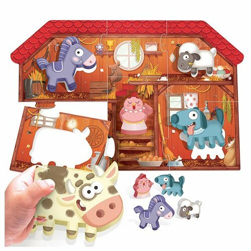 Headu Moje prvé puzzle Farma s 5 drevenými figúrkami (Montessori)