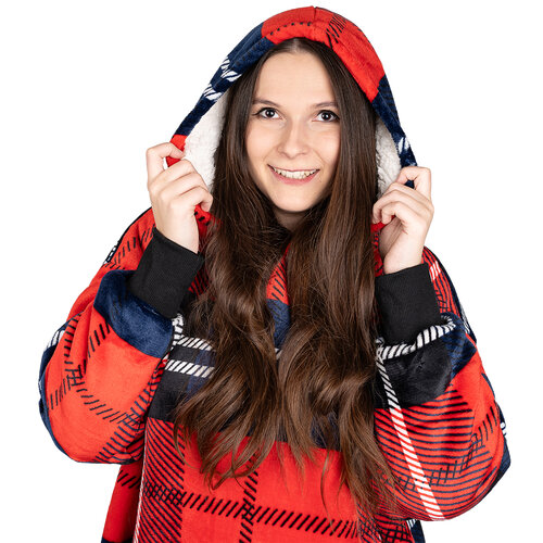 4Home Sweatshirt in Lammfelloptik Mikroplüsch Würfel, unisex M - Damen
