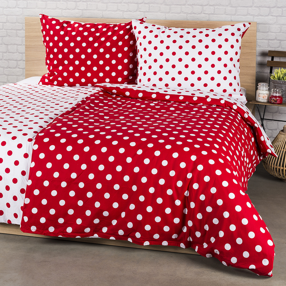 Poza Lenjerie de pat 4Home din bumbac Buline rosii, pentru 2 persoane, 220 x 200 cm, 2 buc. 70 x 90 cm
