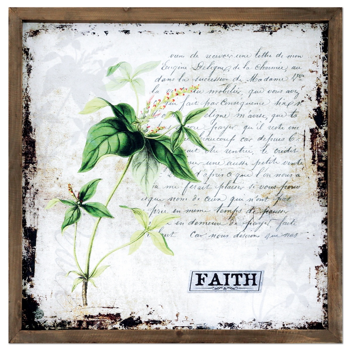 Plátěný obraz v dřevěném rámečku Faith, 40 x 40 x 2,5 cm
