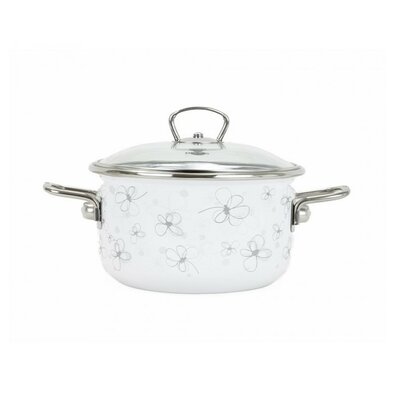 Belis Емальована каструля з кришкою Premium, білий, 16 см, 1,5 л