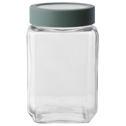 Altom Skleněná hranatá dóza s víkem 700 ml, zelená