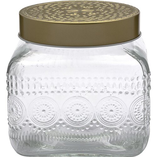 Altom Vorratsdosen-Set aus Glas mit goldenem Deckel Daisy 1,3 l, 4 Stück