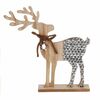 Świąteczna drewniana dekoracja Reindeer with ribbon szary, 26 cm