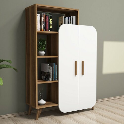 Knihovna Form White and Walnut