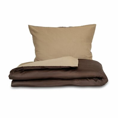Kvalitex Set de lenjerie de pat din satin maroînchis/bej, 140 × 200 cm, 70 × 90 cm