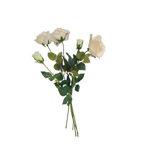 Sztuczny kwiat Róża biała, 68 cm, 5 szt.