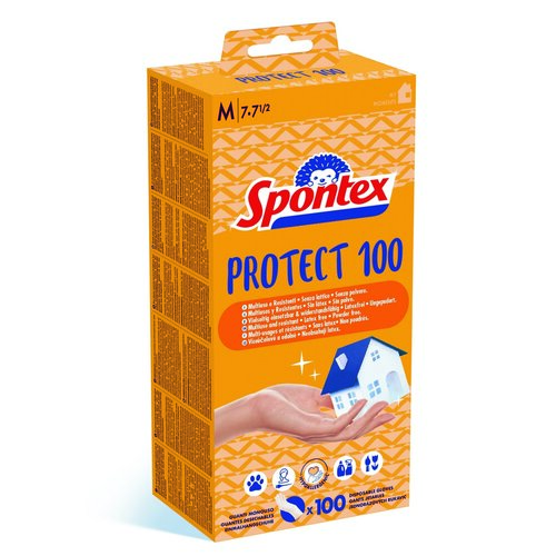 Mănuși de unică folosință din vinil Spontex Protect, mărime M, 100 buc.