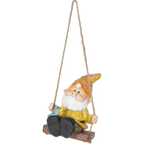 Obesek za dekoracijo Trpaslík na houpačke, 10 x14,5 x 9 cm, polystone, mešana barva
