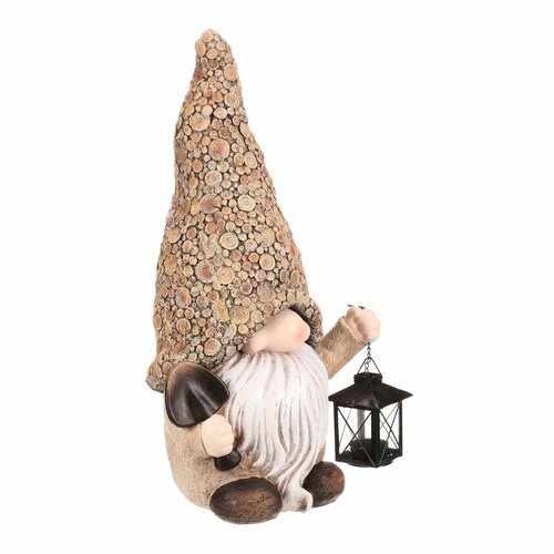 Гном з лопаткою і ліхтариком на свічку, полірезин,30 x 20 x 50 см