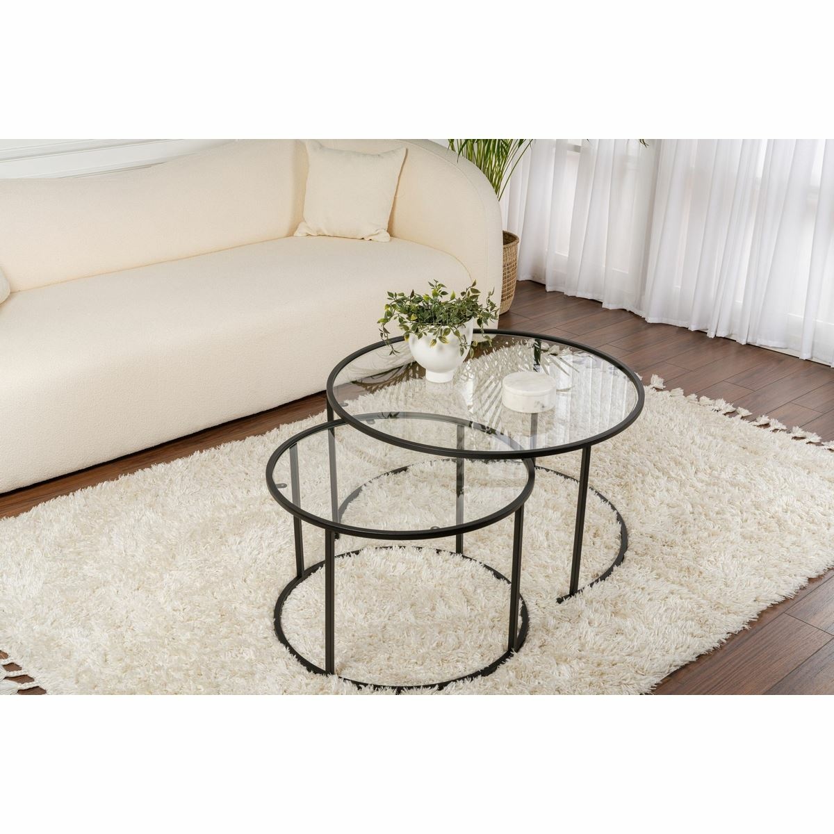 Súprava konferenčných stolíkov Aurum Black 80 cm, 2 ks