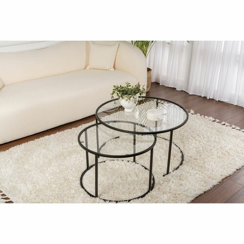 Couchtisch-Set Aurum Black 80 cm, 2 Stück