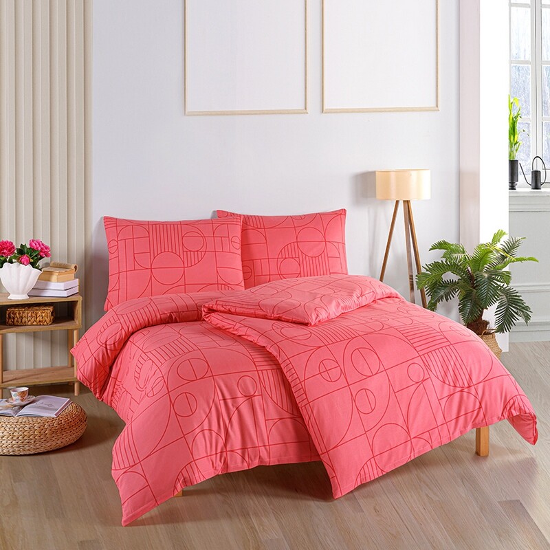 BedTex Bavlněné povlečení Geo Sunset Coral růžová, 140 x 200 cm, 70 x 90 cm, 140 x 200 cm, 70 x 90 cm