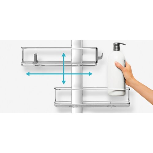 Simplehuman Regulowany uchwyt na drzwi prysznicowe z półkami